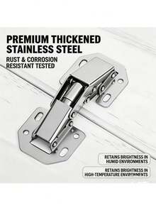 180 Degree Soft Close Frog Cabinet Hinges, Stainless Steel Surface Mount Concealed Hinges, 2pcs Furniture Hardware, Suitable For Kitchen Cabinets, Bathroom Vanity, Wardrobe And Closet Doors - Small - View 6
