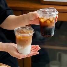 Thickened Transparent Cold Drink Cups With Leak-Proof Lids, Suitable For Milk Tea, Coffee, Juice And Various Beverages, For Home, Street Stall, Party And Gathering Use, Portable And Durable, Dedicated Cold Drink Takeout Packaging Cups - Clear - View 4