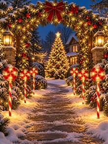 Christmas Lollipop Solar String Lights, Waterproof Solar LED Ground Stake Lights, Auto Charging, 8 Hours Working Time, Cute Lollipop Pattern Design, Suitable For Garden, Flower Bed, Pathway, Porch And Christmas Party Decoration - Multicolor - View 3