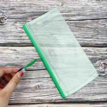 1/5/10PCS A6 Mesh Zipper File Bag, Folder, Minimalist Waterproof Durable Desktop Parts Storage Bag, Student Stationery Storage, Pencil Case, Cosmetic Storage, Parts Organization And Classification Office Supplies Learning Supplies - Green - View 9