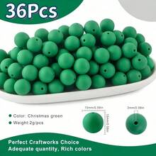 20/36 Buah Manik-Manik Bulat Silikon 1,5 Cm/0,59in, Cocok untuk Pembuatan Perhiasan, Gantungan Kunci DIY, Kalung, Gelang, dan Bahan Kerajinan Tangan, Perlengkapan Pembuatan Perhiasan, Tersedia Berbagai Warna - MultiWarna - View 17