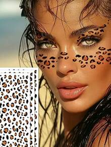 2/1pc Realistic Leopard Print Temporary Tattoo Stickers, Waterproof & Long-Lasting, Sexy Body Art For Party And Stage Performance - Multicolor - View 2