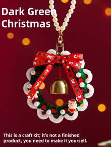 Bộ 1 set vật liệu làm vòng hoa treo Giáng Sinh DIY bằng ống lông mềm, trang trí treo hình ông già Noel, tuần lộc, người tuyết và cây thông kèm chuỗi ngọc trai và dây xoắn, đồ thủ công handmade trang trí phù hợp cho cửa sổ ô tô và nhà, gồm túi quà, quà tặng tiệc lễ Giáng Sinh handmade hoàn hảo - Bộ nguyên liệu DIY - Xem 15