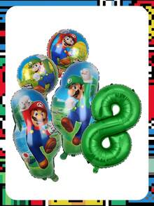MASSDI Super Bros Kids Birthday Balloon Set Features Green Number 1-9Full Body Print Self-Sealing Foil Material Excellent For Children Themed Anniversary Receptions Gathering Decorations Complete Celebration Assortment Vibrant Visual Aesthetic - Balloon - View 19