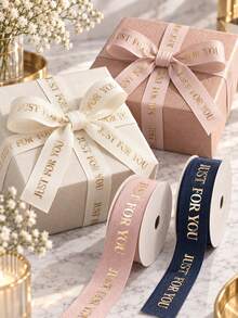 5/10/20/40m Customized Text Ribbon, Personalized 2cm Wide Gold Text Colorful Silk Satin Ribbon, Suitable For DIY Crafts, Bow Making, Wedding Decoration, Gift Wrapping And Party Decoration - Multicolor - View 9