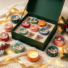 HIZTGHC 50Pcs/Set 2.5oz Christmas Empty Candle Tins With Lids, 6 Random Xmas Patterns, DIY Candle Making Kit Including Candle Wicks, Wick Stickers & Wick Holders, Holiday Metal Candle Jars For Handmade Candles, Gift & Storage - Multiple Styles - View 4