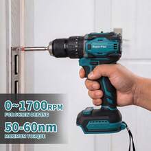 SuperPan High Power Brushless Lithium-Ion Drill 25+1 Torque Settings Dual Speed Adjustable Home Assembly/Metal Drilling/Wood Boring Multi-Function Rechargeable Hand Drill (Bare Tool - Battery Not Included) - Blue - View 1