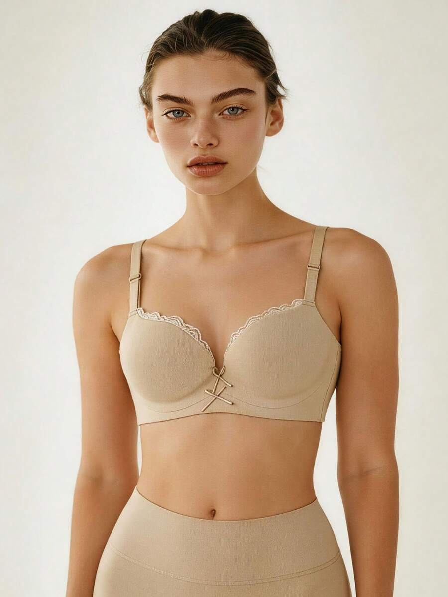 Lilivine Wireless Lift And Enhance Bra For Small Bust, Lift And Prevent Sagging, Seamless, No Underwire, Suitable For Flat Chest - Apricot - View 1
