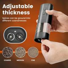Electric Salt & Pepper Grinder, Integrated Dual-Chamber Design, Adjustable Grind Coarseness, With LED Light, Easy Operation, (Batteries Not Included), Suitable For Home And Kitchen Use, Applicable For Black Pepper, Sea Salt, Sichuan Pepper, Sesame, Cumin, Etc. - Black - View 3