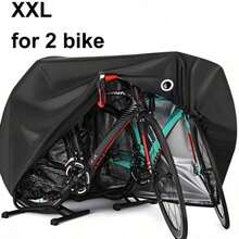 Outdoor Waterproof Bicycle Cover, Fits 1 Or 2 Bicycles, All-Weather Protection (Sun/Rain/Dust/Wind/UV Protection), With Lock Hole And Storage Bag, Suitable For Mountain Bikes/Road Bikes/Electric Bikes/Heavy-Duty Bicycles - Black - View 1