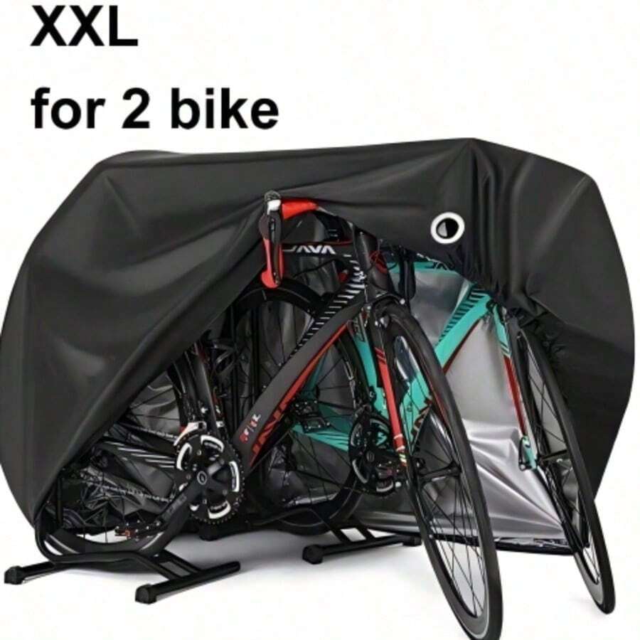 Outdoor Waterproof Bicycle Cover, Fits 1 Or 2 Bicycles, All-Weather Protection (Sun/Rain/Dust/Wind/UV Protection), With Lock Hole And Storage Bag, Suitable For Mountain Bikes/Road Bikes/Electric Bikes/Heavy-Duty Bicycles - Black - View 1