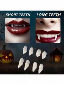 Accesorio de Colmillos de Vampiro para Adultos, Dientes de Vampiro Realistas, Unisex, Accesorio Corporal para Fiesta de Halloween, Colmillos de Vampiro de Grado Profesional para Adultos - Beis - Ver 3