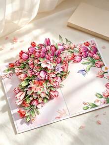Opjoys 1 buah Kartu Ucapan Pop-Up 3D, Desain Kreatif Bunga Tulip, Kartu Ucapan Selamat Ulang Tahun, Hari Raya, Hari Ibu, dan Ucapan Selamat Universal - 1 buah - View 11