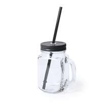 Dam Glass Jar With Straw Of 500 Ml - Black - View 1