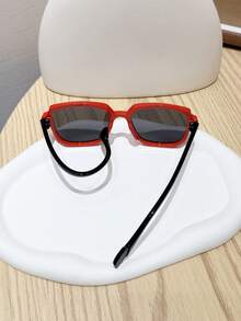 1PC 3-8Y Kids, Rivet Decor Square Frame With Silicone Temples, Chic Square Glasses, For Holiday Outdoor Trip & Daily Wear With Glasses Box - Multicolor - View 5