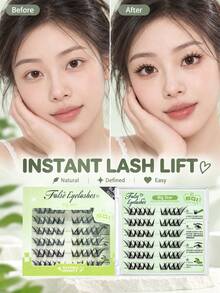 No Glue Needed One-Step Application Segmented 36-Cluster Self-Adhesive Faux Fiber Lashes, Ultra-Fine Black Stem, Dense, Curly, Lightweight, Soft, Non-Irritating, Long-Lasting Hold, Resistant To Shedding, Suitable For Daily Light Makeup, Date And Party Looks - C - View 7
