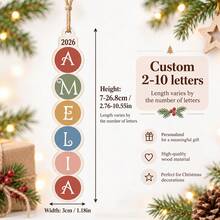 Custom Round 2-10 Letters Christmas Ornament 2026, Minimalist Holiday Christmas Tree Decoration, Personalized Initial Bag Charm, Festive Party Hanging Decor, Customized Monogram Keepsake, Customizable Name Gift For Friends, Couple, Stocking Surprise - Style D - View 2