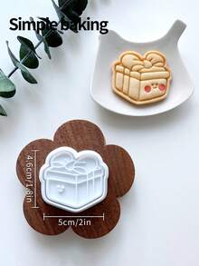A Christmas Gift Cookie Cutter. Cute Cookie Mold With A Gift Box Pattern. Christmas Decoration Cookie Stamps, Parenting Kitchen Baking Tools - View 4