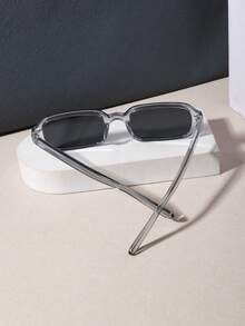 RENNES 1 Pc Men Basic Casual Rectangular Fashion Glasses, Lightweight Solid Color PC Frame Black Lens For Guys Streetwear Daily Wear Outing With Glasses Box - Multicolor - View 9