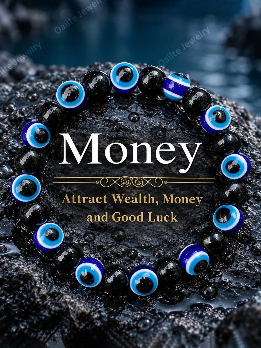 Natural Obsidian Evil Eyes Bracelet, Bohemian Style, Clear Mind Focus, Protection, Luck Handmade Spiritual Jewelry, Perfect Accessory For Men Women - Multicolor - View 1