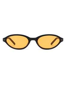 1 Pair Women's Vintage Small Frame Personalized Rivet Fashion Glasses - Glossy Black Orange - View 3