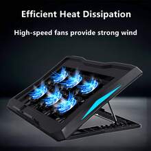 NUO XI Laptop Cooling Pad, 6 Cooling Fans, 4-Level Adjustable, LED Lights, Speed Scroll Switch, Large Airflow And Low Noise, 2 USB Ports, Metal Mesh Design, Suitable For 10-17 Inch Laptops - View 6