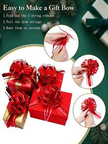 12/6/1pc Zipper Bow Gift Packaging Ribbon, Reusable, Suitable For Gift Boxes And Decoration, Gift Wrapping, Wedding Baskets, Birthday Party Gift Boxes, Floral Decoration, Christmas Gift Decoration, Party Supplies (Red) - Random - View 3