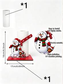 Christmas Wooden Paper Towel Holder, Santa Claus Snowman Elf Shaped Desktop Paper Towel Rack, Holiday Kitchen Desktop Decor, Home Decor Christmas Gift - Multicolor - View 11