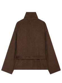 DEEKA Autumn/Winter New European & American Style Fashion Minimalist Loose Stand Collar Short Overcoat - Brown - View 4