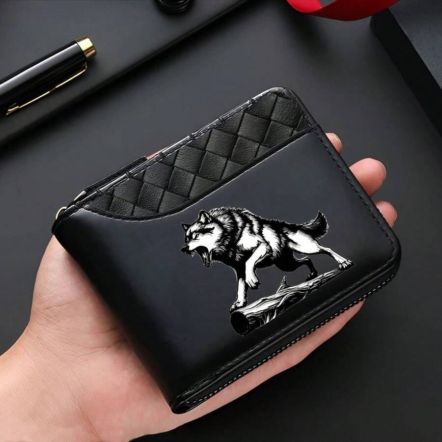 1 Men's Luxury PU Wallet | Black, Zipper Closure, Multiple Card Slots, Large Capacity, Stitching Design - Perfect Gift For Father, Husband, Brother - Multicolor - View 1
