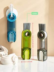 1 buah Sikat Multifungsi 3-in-1 untuk Cangkir & Botol Dapur - Sikat Pembersih Tutup Cangkir Mini dengan Fungsi Pembersih Alur - Hijau, Abu-abu, dan Biru - Praktis dan Nyaman, Cocok untuk Dapur, Kamar Mandi, Rumah, dan Perlengkapan Rumah Tangga - MultiWarna - View 10
