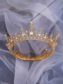 1pc Elegant Round Decorative Crown, Unique Design Cake Topper, Wedding Party Birthday Decoration,Festival - Silver HG-071 - View 13