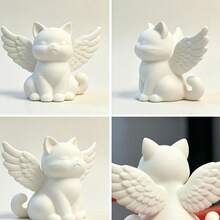 Cute Cat Shaped Desktop Decor Ornament, Creative Home Figurine, Suitable For Desktop And Home Display, Great Gift, Halloween Christmas Seasonal Home Decoration - White - View 8