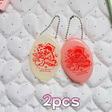 Dompet Koin Silikon Oval Motif Kartun Lucu, Tas Penyimpanan Earphone dan Lipstik Mini Portabel, Dengan Rantai Bola, Dompet Uang Receh Kecil yang Manis, Cocok untuk Anak Perempuan - A - View 11