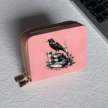 Crow Print Card Holder Lightweight Fashionable Wallet Suitable For Daily Use For Women Double Zipper Mini Wallet Purse Wallet Card Wallet - Multicolor - View 10