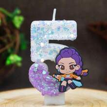 Hasbro 1pc Kpop Demon Hunters Rumi 0-9 Number Birthday Candle Glitter Cartoon Cake Topper Party Decoration - Random - View 9