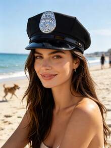 1pc Unisex Police Hat, Costume Prop Accessory For Party Use - Multicolor - View 6