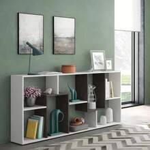 Librero Alto con Diseño de Bloques Asimétricos, Estantería Independiente Multiusos, Mueble Organizador para Sala de Estar, Recámara y Estudio - 1 - Ver 5