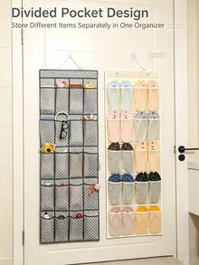 Multi-Pocket Hanging Storage Bag For Behind Door, Transparent Mesh Large Capacity, Adjustable Hanging Strap, Entryway Bathroom Shoe & Miscellaneous Item Organizer - View 7