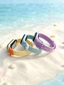 3pcs/Set Unisex Student Children Disposable Ocean Series LED White Light Electronic Wristbands, Starfish Dolphin Jellyfish Cute Charms - Multiple Combinations, Can Display Time And Date, Suitable For Back To School, Birthday, Halloween, Christmas And Other Holiday Gift-Giving Occasions - Multicolor - View 5