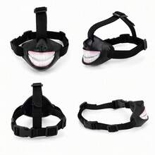 Funny Smiling Teeth Dog Mask, Black Nylon Strap Dog Muzzle, Humorous Pet Costume, Suitable For Dog Parties And Daily Pranks - Black - View 7