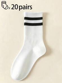1/5/10/20/30/40 Unisex Casual, Simple, Fashionable, Versatile, Casual, Sweat Absorbing, Breathable, Mid Length Socks For Couples - Multicolor - View 20