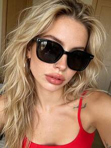RENNES 1 PC Women Fashion Glasses, Retro Basic Casual Square Frame With Rivet Decor, Lightweight PC Frame For Daily Wear, Streetwear, Outing With Glasses Box - Multicolor - View 12