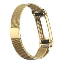 1pc Milanese Metal Watch Band With Protective Case, Compatible With Google Air, Magnetic Stainless Steel Braided Strap, Breathable Adjustable Smartwatch Replacement Band, Unisex Luxury Watch Accessory - Gold - View 3