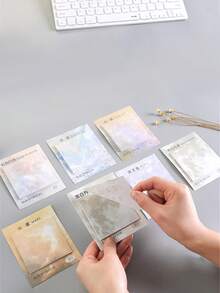 Celestial Theme Planet Sticky Notes, Watercolor Earth, Mars, Pluto Pattern, Home Office Memo Sticky Notes, Self-Adhesive, 30 Sheets (Randomly Shipped) - Multicolor - View 6