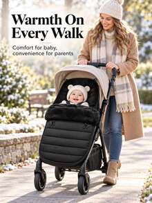 1pc Baby Stroller Windproof Footmuff, Winter Snowproof Warm Thickened Foot Cover, Unisex Baby Accessory, Essential Travel Item For Newborns, Winter Gift For Kids - Multicolor - View 3