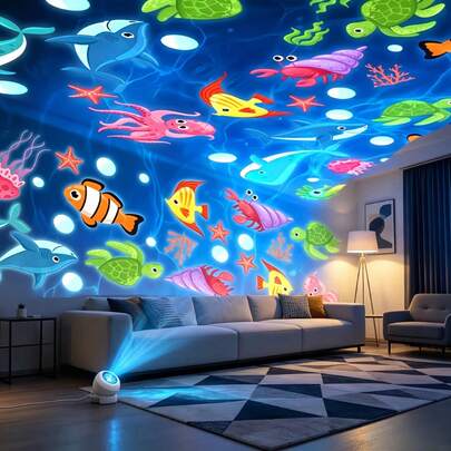 LED Starry Sky Ocean Projection Night Light, 360° Rotating Starry Sky Projection Lamp, Dreamy Ocean Wave Projection Light With Colorful LED Lights, Bedroom, Living Room, Dormitory Atmosphere Lamp, Ceiling And Wall Decoration, Sleep Aid, Relaxation And Party Decoration, Christmas Decoration