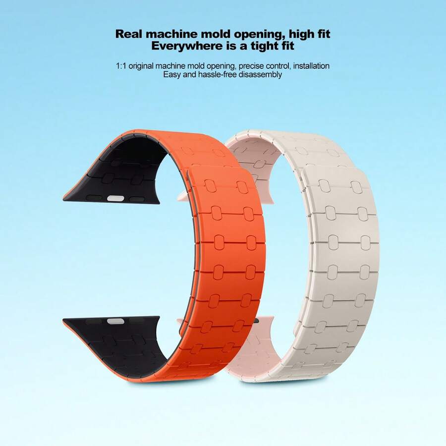 1件磁吸矽膠運動手錶錶帶，相容 Series 11 10 9 8 7 6 SE 5 4，38/40/41/42mm 替換錶帶