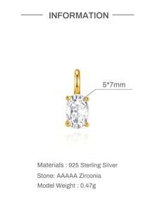 AnlaScheer 1PC Gold Tone S925 Sterling Silver Geometric Cubic Zirconia Pendant, Multiple Styles, Large Stone Charm For Women, Daily Party Birthday Gift, No Chain - Gold - View 15