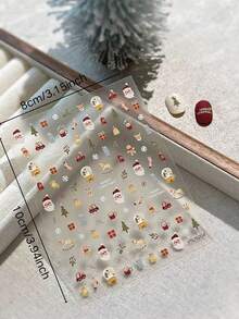 1pc Christmas Party Makeup Face Sticker Set With Exclusive Tweezers, Self-Adhesive, Santa Claus Christmas Tree Gift Cartoon Pattern Facial Stickers For Christmas Photos, Holiday Parties, Family Gatherings Photo Decoration - Multicolor - View 6
